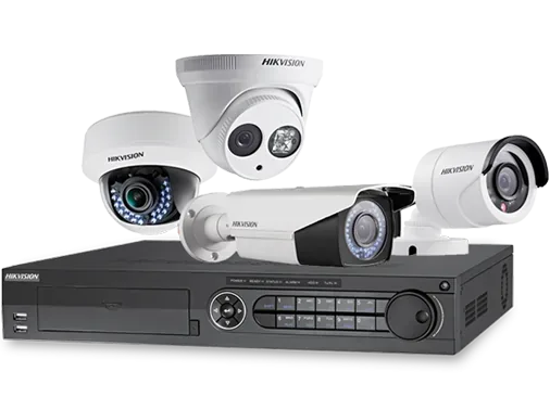 CCTV dome and bullet cameras with a network video recorder