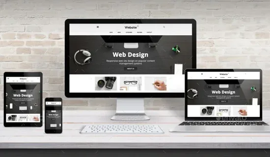 Website displayed on desktop, laptop, tablet and phone